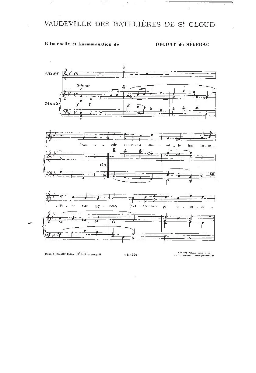 télécharger la partition d'accordéon Vaudeville des batelières de St Cloud (Chant : Yvette Guilbert) (Folk) au format PDF