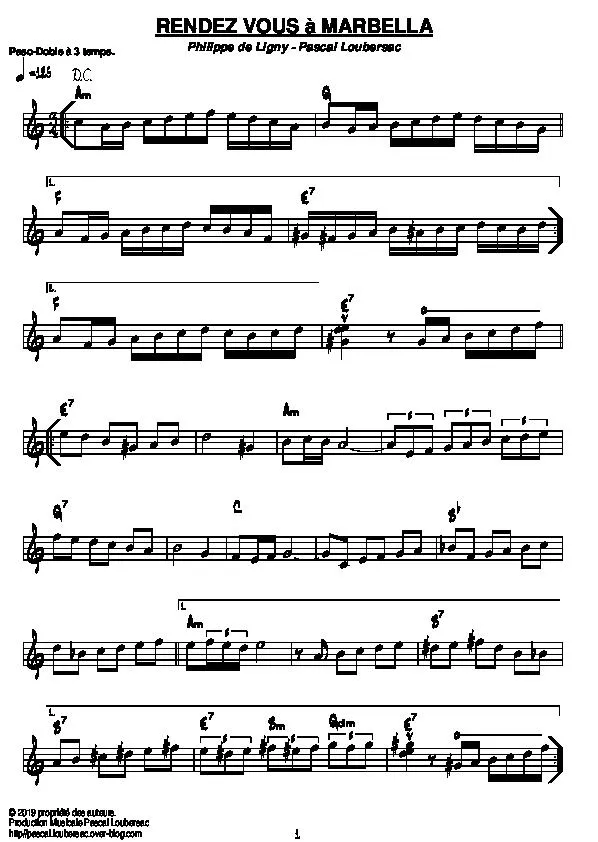 télécharger la partition d'accordéon Rendez-vous à Marbella (Paso Doble à 3 temps) au format PDF