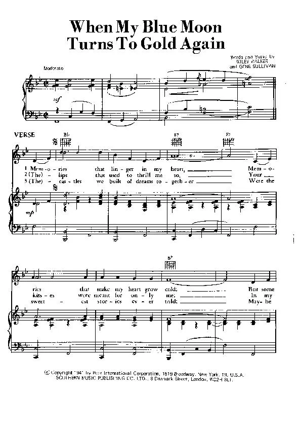 télécharger la partition d'accordéon When my blue moon turns to gold again (Chant : Elvis Presley) (Swing Madison) au format PDF