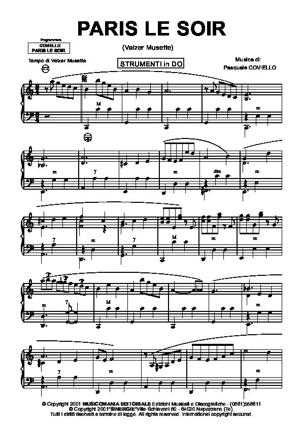 télécharger la partition d'accordéon Paris le soir (Valse Musette) au format PDF