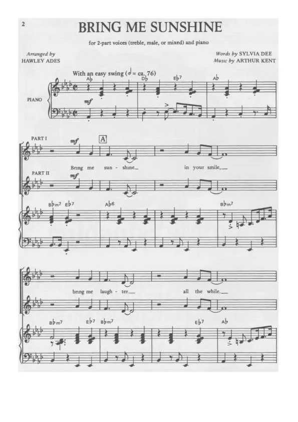 télécharger la partition d'accordéon Bring Me Sunshine (Arrangement : Hawley Ades) (Fox-Trot Swing) au format PDF