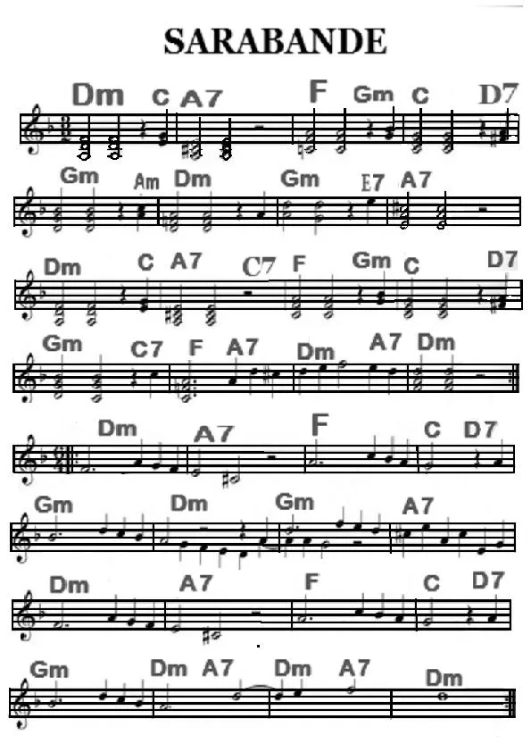 télécharger la partition d'accordéon Sarabande (Relevé) au format PDF
