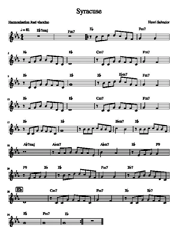 télécharger la partition d'accordéon Syracuse (Harmonisation : José Viscaïno) au format PDF