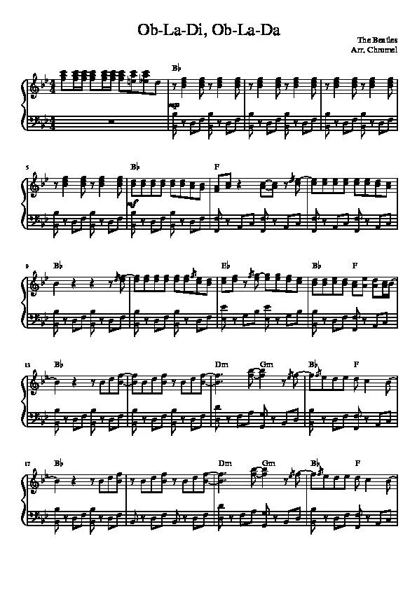 télécharger la partition d'accordéon Ob La Di Ob La Da (The Beatles) (Arrangement : Chromel) au format PDF