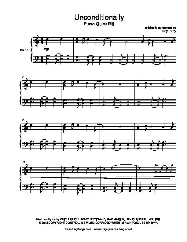 télécharger la partition d'accordéon Unconditionally (Piano Quick Riff) au format PDF