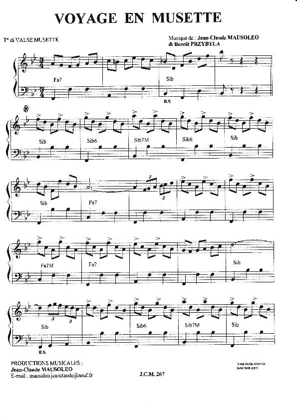 télécharger la partition d'accordéon Voyage en musette (Valse Musette) au format PDF