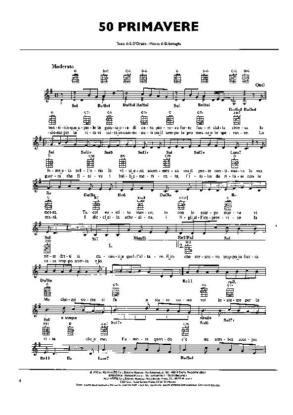 télécharger la partition d'accordéon 50 Primavere (Chant : Pooh) (Rumba) au format PDF