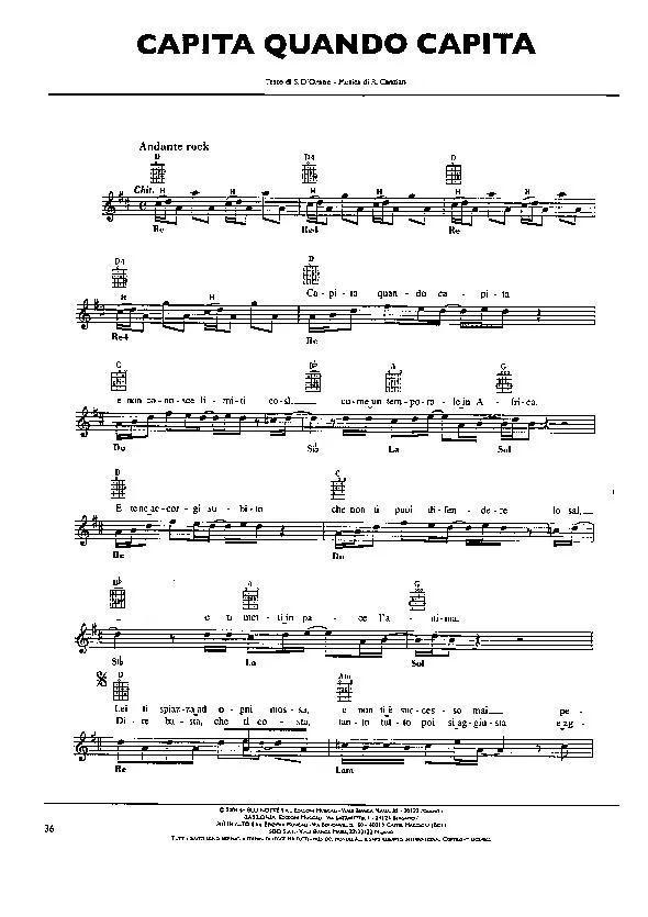 télécharger la partition d'accordéon Capita quando capita (Chant : Pooh) (Slow) au format PDF