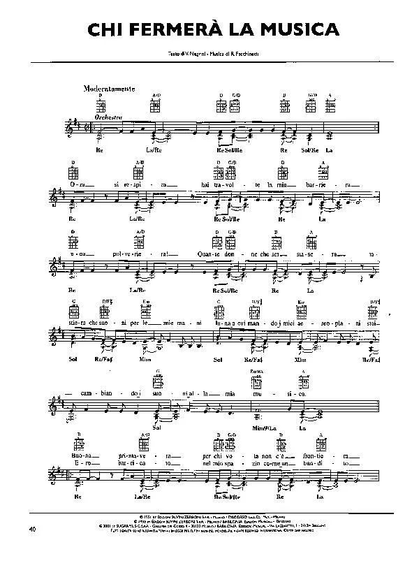 télécharger la partition d'accordéon Chi fermerà la musica (Chant : Pooh) (Disco Rock) au format PDF