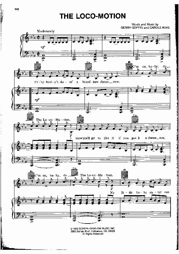 télécharger la partition d'accordéon The Loco Motion (Chant : Sylvie Vartan / Little Eva) au format PDF