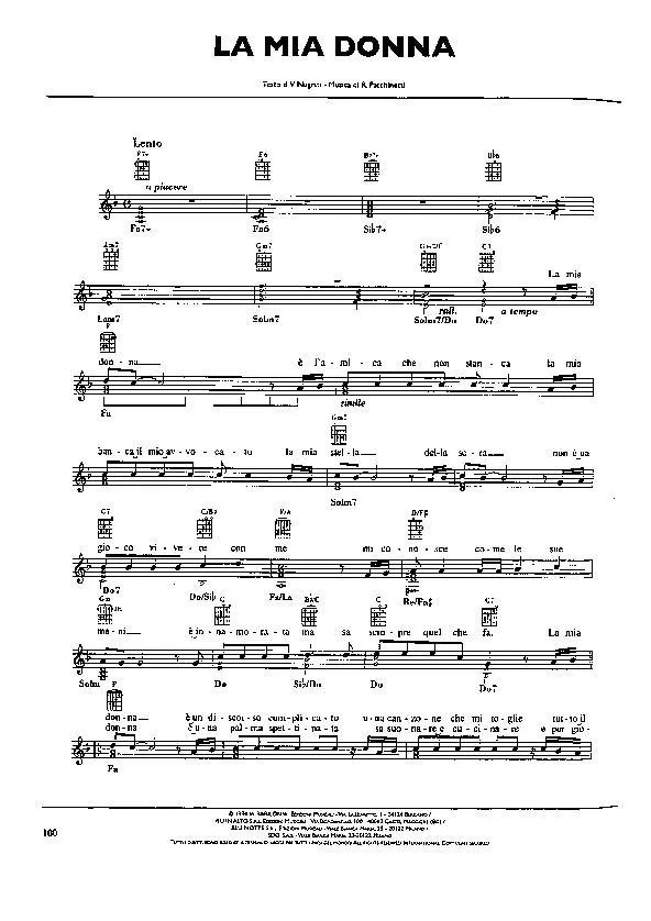 télécharger la partition d'accordéon La mia donna (Chant : Pooh) (Slow) au format PDF