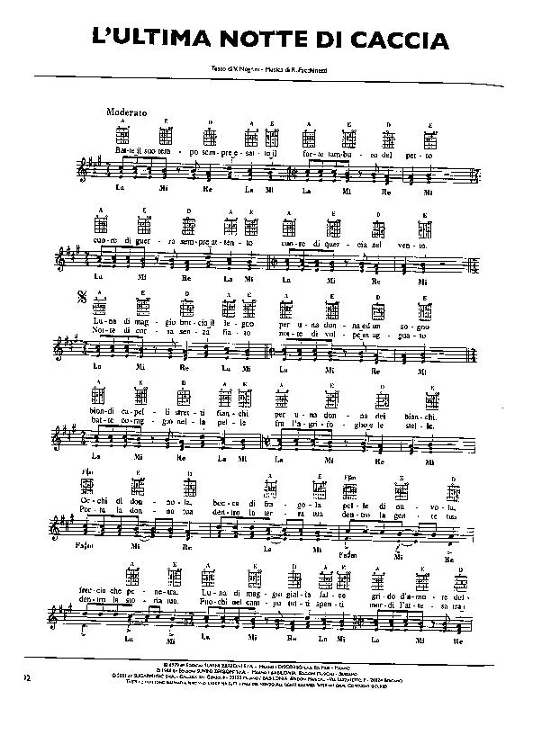 télécharger la partition d'accordéon L'Ultima notte di Caccia (Chant : Pooh) (Disco Rock) au format PDF
