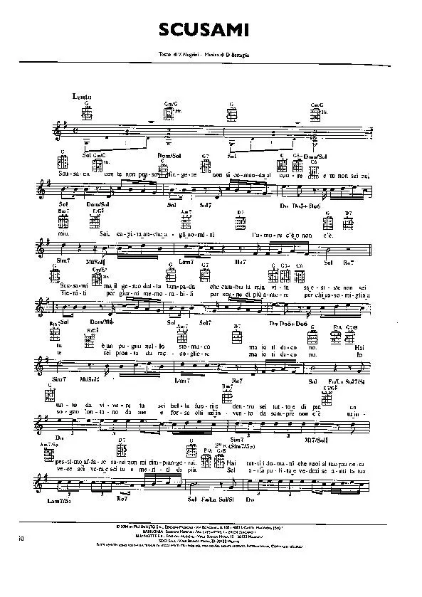télécharger la partition d'accordéon Scusami (Chant : Pooh) (Slow) au format PDF