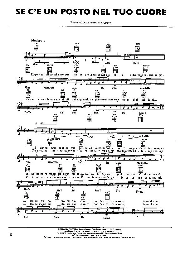 télécharger la partition d'accordéon Se c'e un posto nel tuo cuore (Chant : Pooh) (Slow) au format PDF