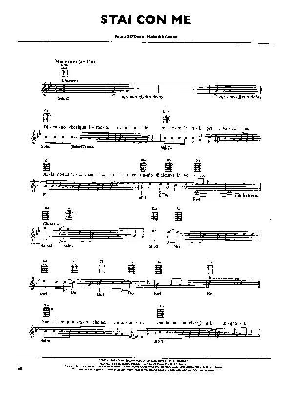 télécharger la partition d'accordéon Stai con me (Chant : Pooh) (Disco Rock) au format PDF