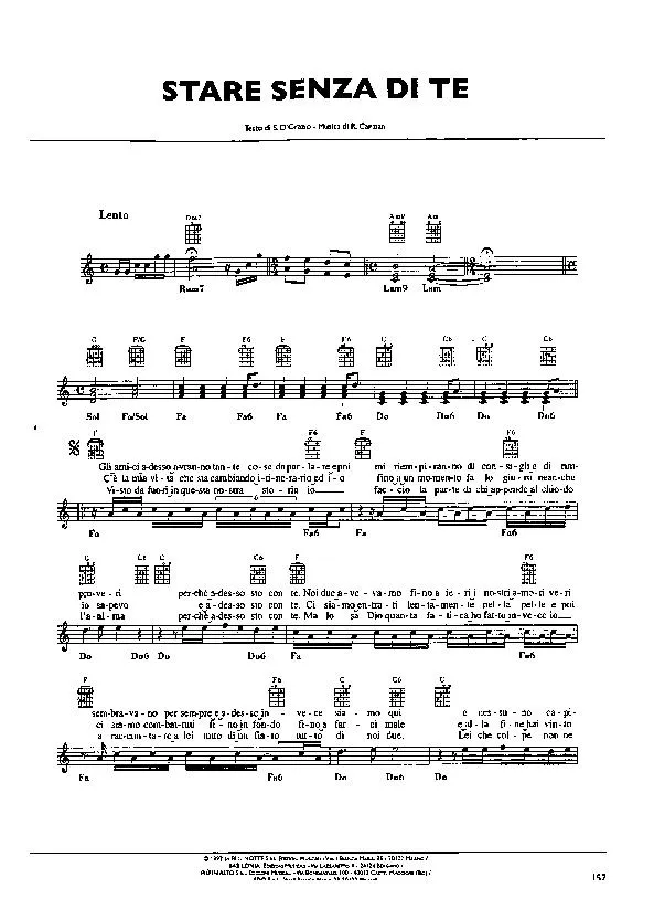 télécharger la partition d'accordéon Stare senza di te (Chant : Pooh) (Slow) au format PDF