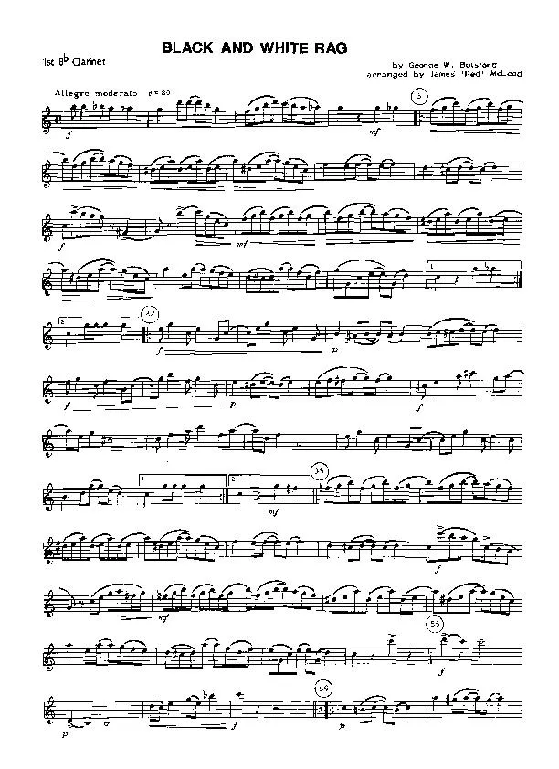 télécharger la partition d'accordéon Black And White Rag (Clarinet Quartet) (Arranged by James McLeod) au format PDF