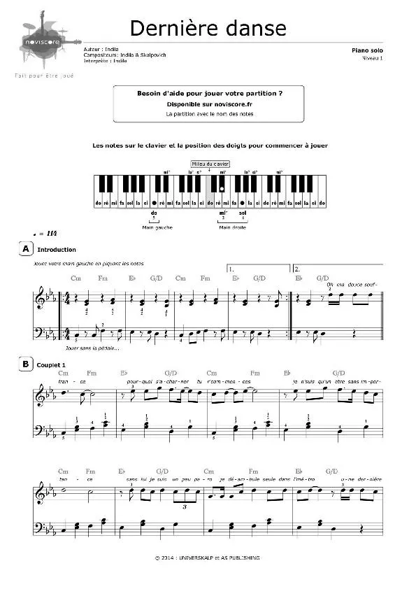 télécharger la partition d'accordéon Dernière danse au format PDF