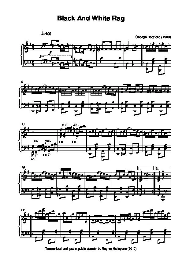 télécharger la partition d'accordéon Black And White Rag (Piano) au format PDF