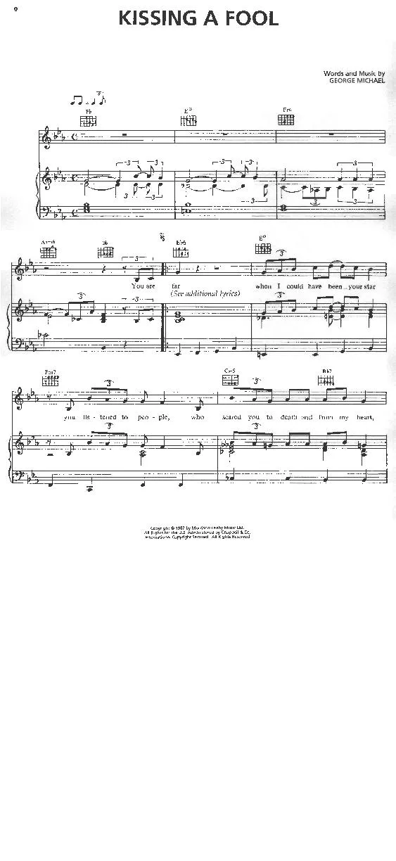 télécharger la partition d'accordéon Kissing a Fool (Piano) au format PDF