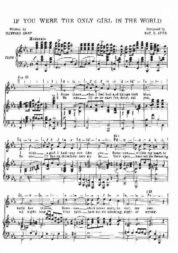 télécharger la partition d'accordéon If You Were The Only Gril In The World  (Piano) au format PDF
