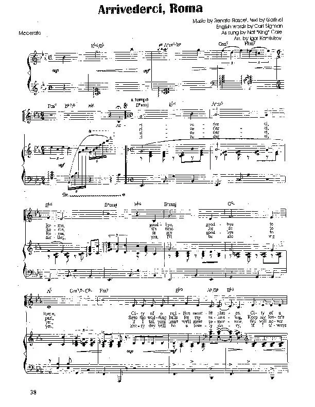 télécharger la partition d'accordéon Arrivederci Roma (Chant : Nat King Cole) (Arrangement : Igor Kantiukov) (Slow) au format PDF