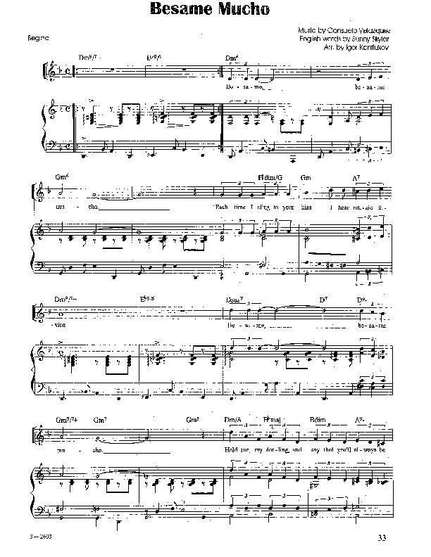 télécharger la partition d'accordéon Besame mucho (Arrangement : Igor Kantiukov) (Beguine) au format PDF