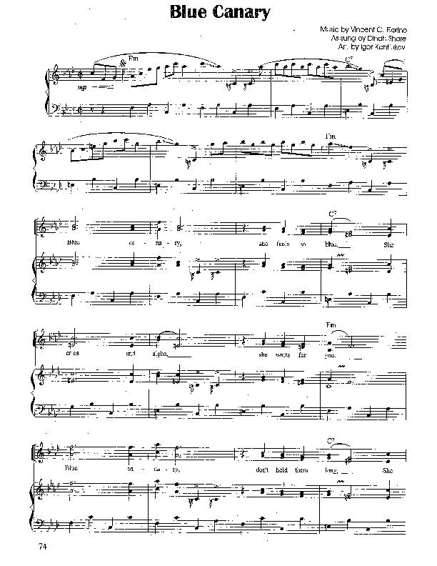 télécharger la partition d'accordéon Blue canary (Chant : Dinah Shore) (Arrangement : Igor Kantiukov) (Slow Fox-Trot) au format PDF