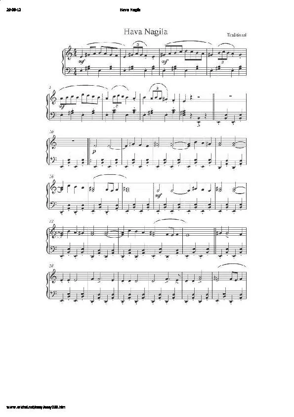 télécharger la partition d'accordéon Hava Nagila (Piano) au format PDF
