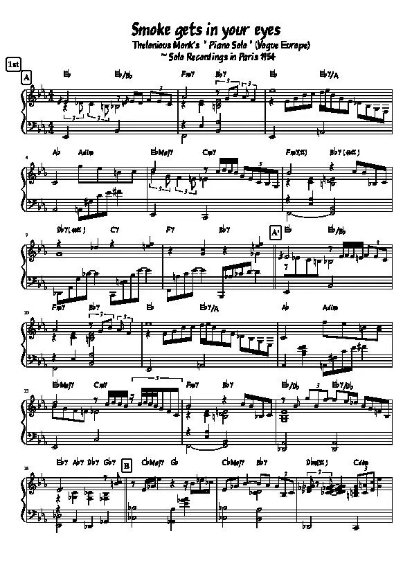 télécharger la partition d'accordéon Smoke gets in your eyes (Piano Solo) au format PDF