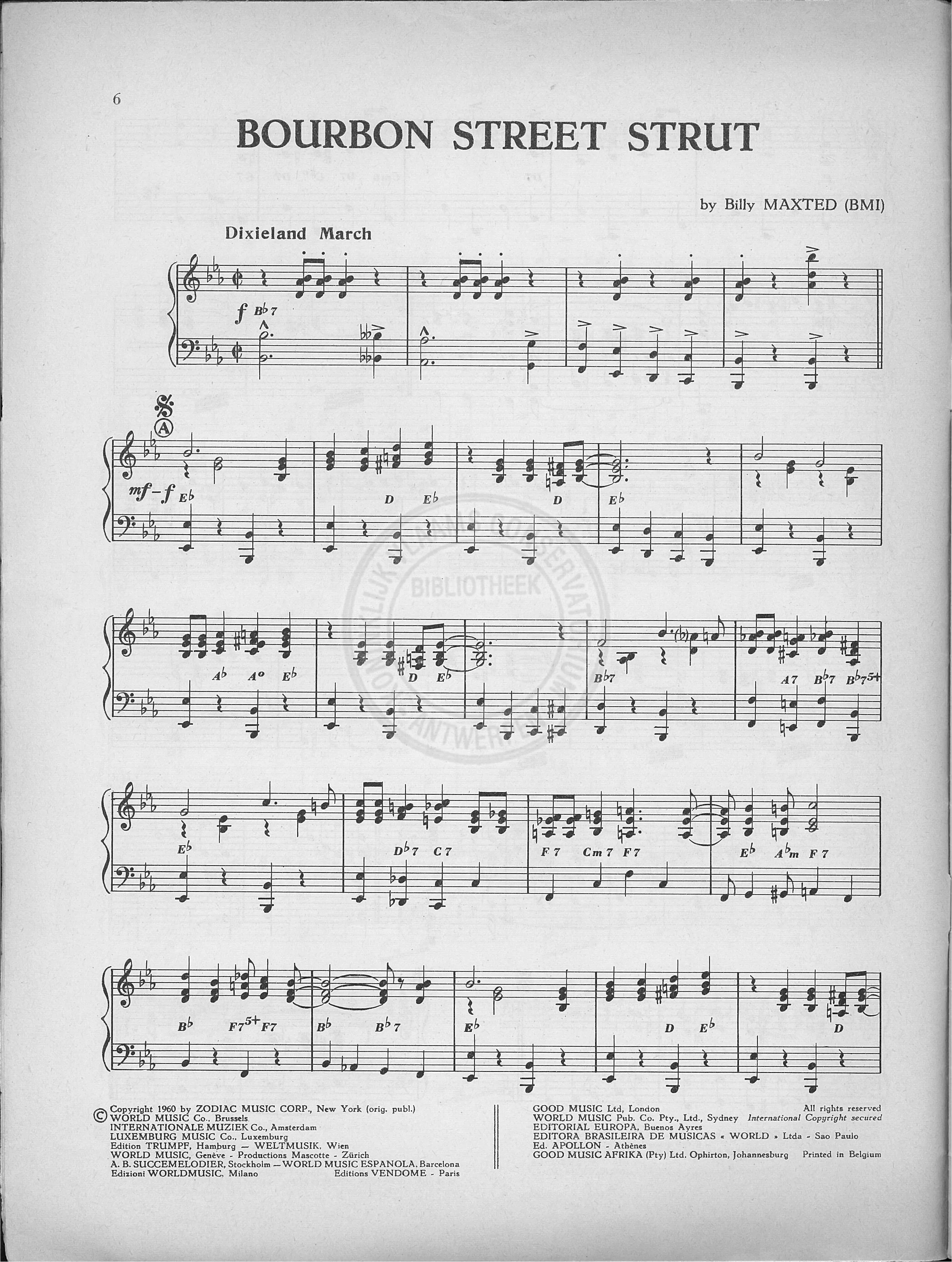 télécharger la partition d'accordéon Bourbon Street strut (Marche Dixie) au format PDF