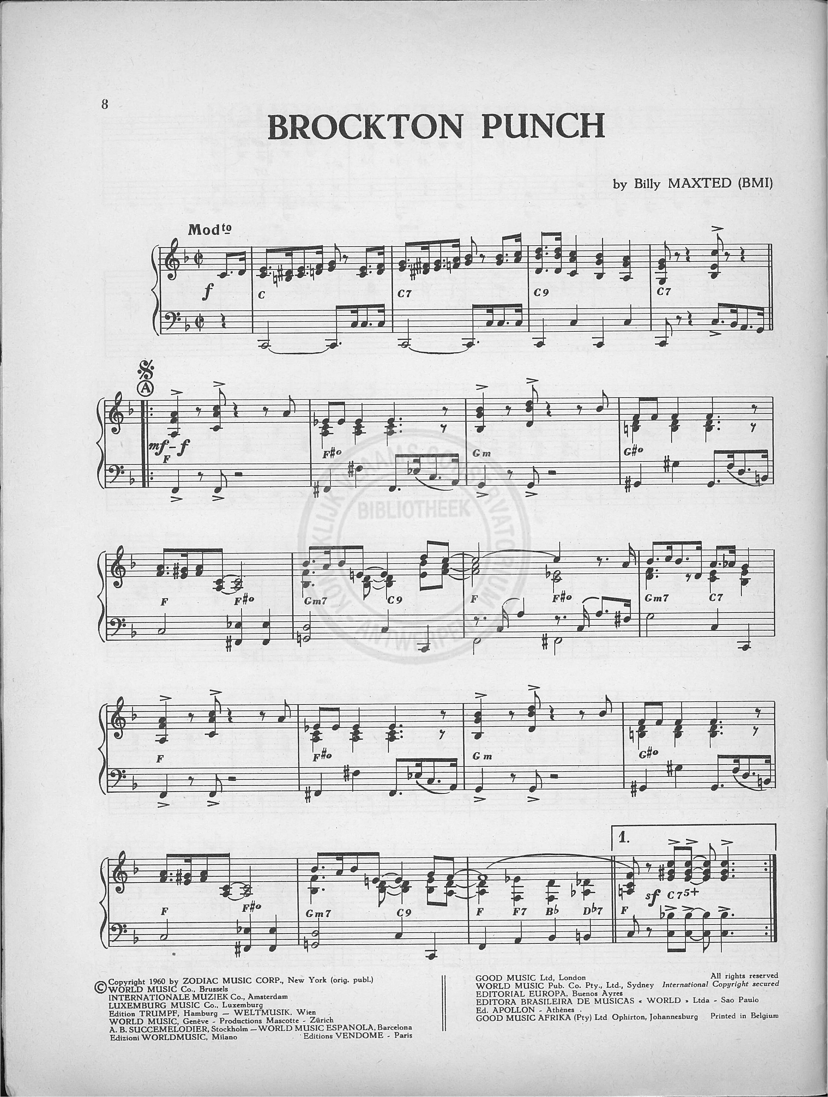 télécharger la partition d'accordéon Brockton punch (Marche Dixie) au format PDF