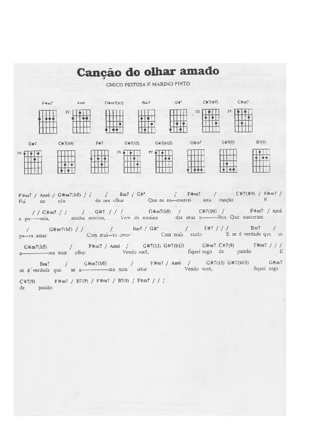 télécharger la partition d'accordéon Canção do olhar amado (Chant : Carlos Lyra) (Bossa Nova) au format PDF