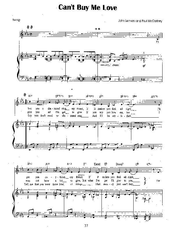 télécharger la partition d'accordéon Can't buy me love (Interprètes : The Beatles) (Swing Madison) au format PDF