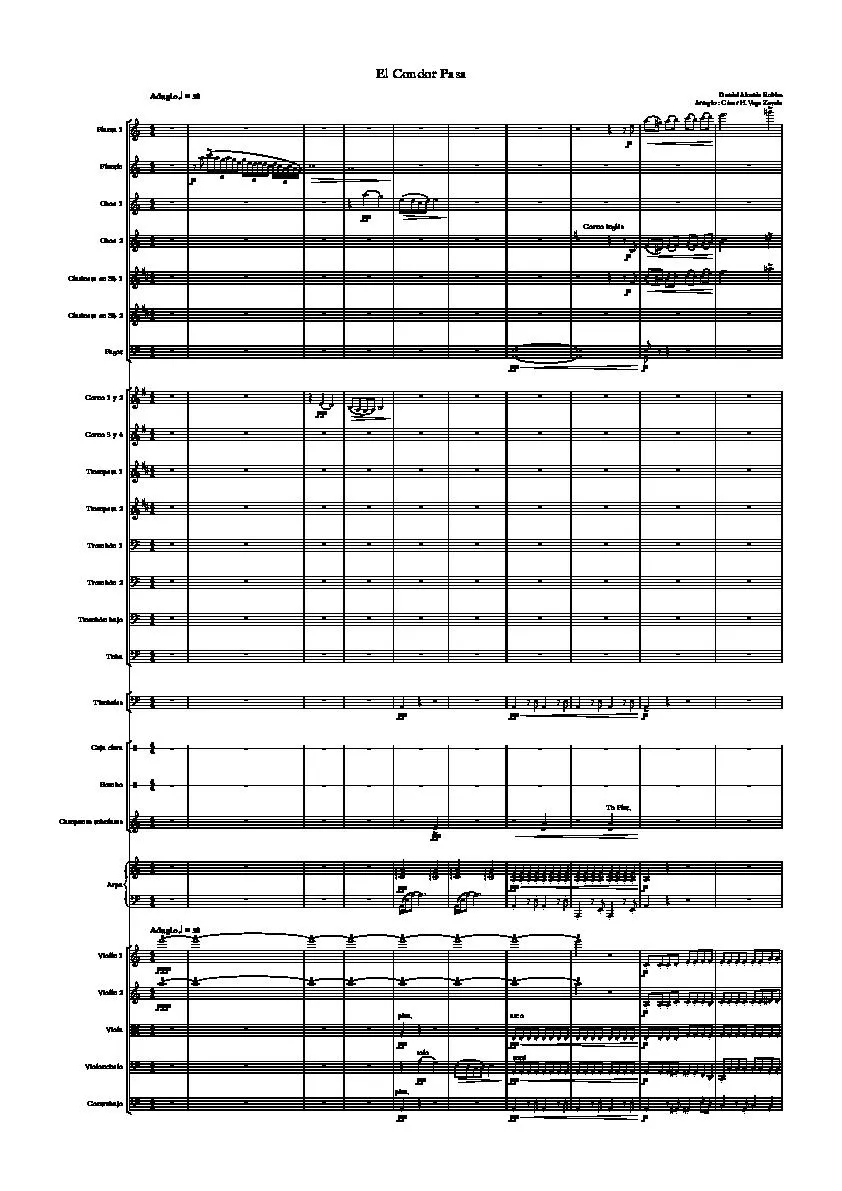 télécharger la partition d'accordéon El condor Pasa (Arrangement : César Humberto Vega Zavala) (Partition Orchestre) au format PDF