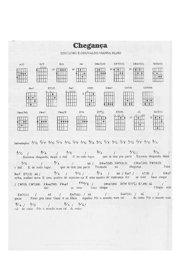 télécharger la partition d'accordéon Chegança (Chant : Edu Lobo) (Bossa Nova) au format PDF