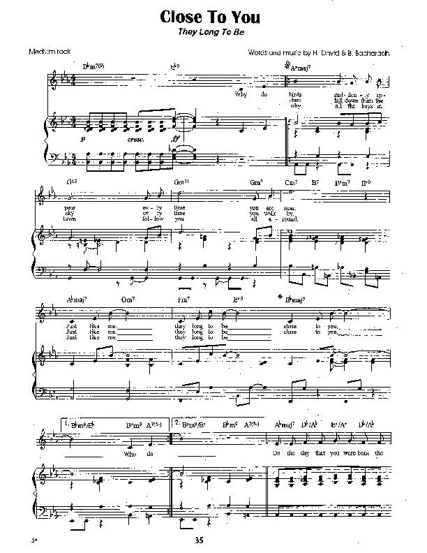 télécharger la partition d'accordéon (They long to be) Close to you (Slow Fox-Trot) au format PDF