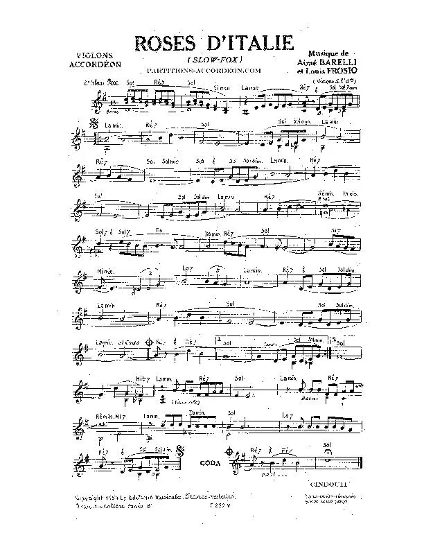 télécharger la partition d'accordéon Roses d'Italie (Orchestration) (Slow Fox) au format PDF