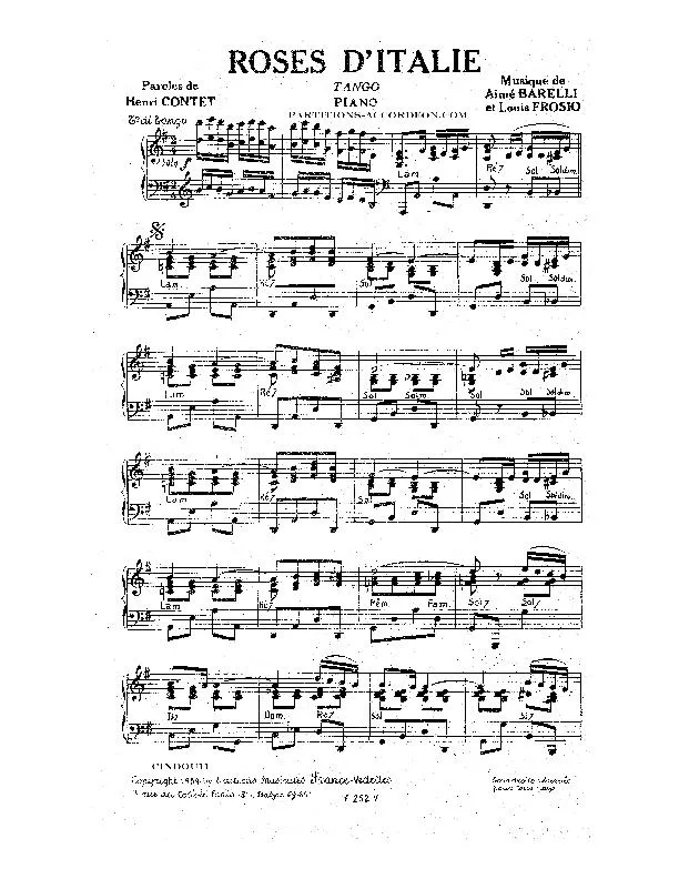 télécharger la partition d'accordéon Roses d'Italie (Orchestration) (Tango) au format PDF