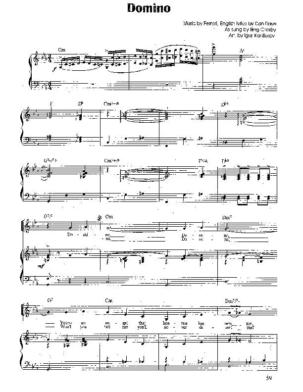 télécharger la partition d'accordéon Domino (Chant : Bing Crosby) (Arrangement : Igor Kantiukov) (Valse) au format PDF
