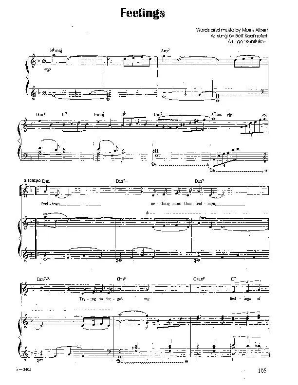 télécharger la partition d'accordéon Feelings (Chant : Bert Kaempfert) (Arrangement : Igor Kantiukov) (Slow) au format PDF