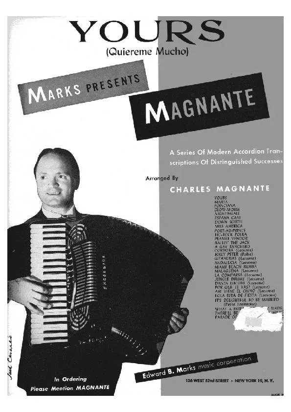 télécharger la partition d'accordéon Yours (Quiereme Mucho) (Arrangement : Charles Magnante) (Accordéon) au format PDF