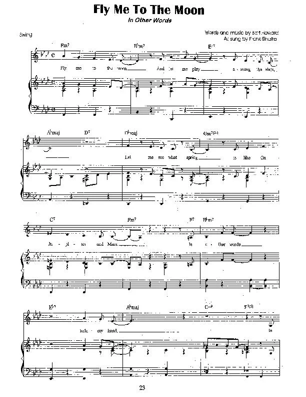 télécharger la partition d'accordéon Fly me to the moon (In other words) (Chant : Frank Sinatra) (Swing) au format PDF
