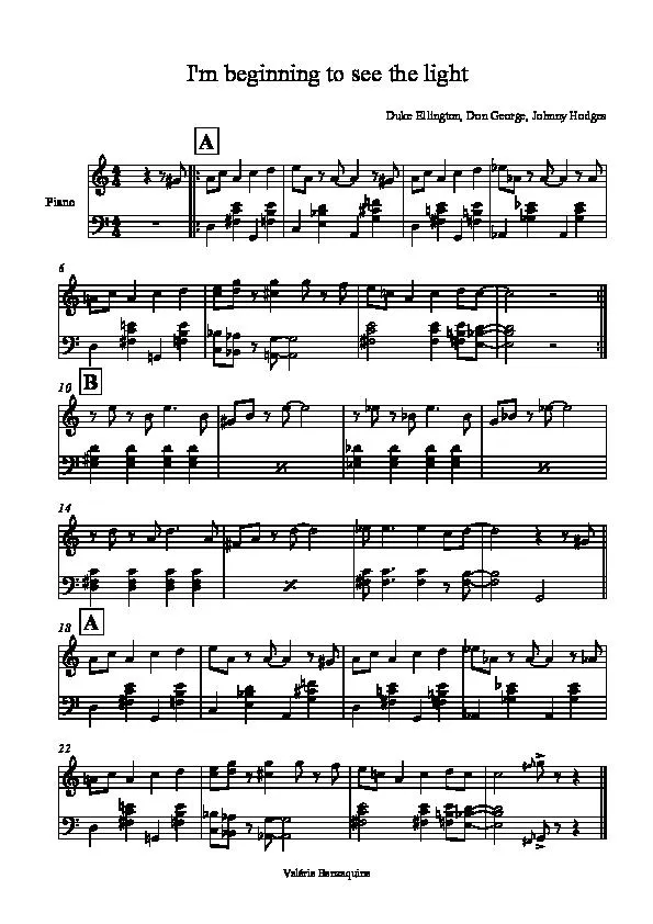 télécharger la partition d'accordéon I'm beginning to see the light (Piano) au format PDF