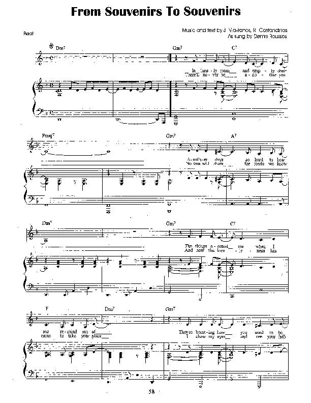 télécharger la partition d'accordéon From souvenirs to souvenirs (Chant : Demis Roussos) (Bossa Nova) au format PDF