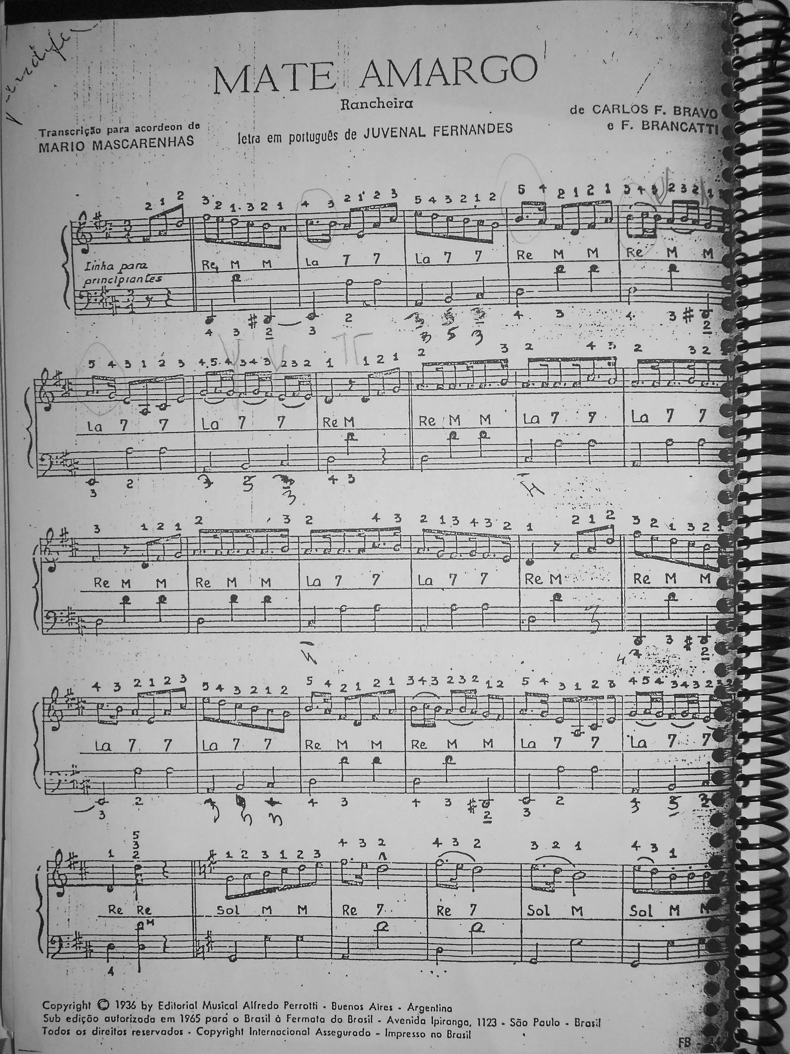 télécharger la partition d'accordéon Mate Amargo (Transcription pour Accordéon de : Mario Mascarenhas) (Rancheira) au format PDF
