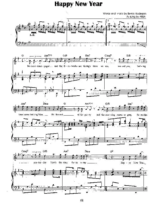 télécharger la partition d'accordéon Happy New Year (Chant : Abba) (Slow) au format PDF