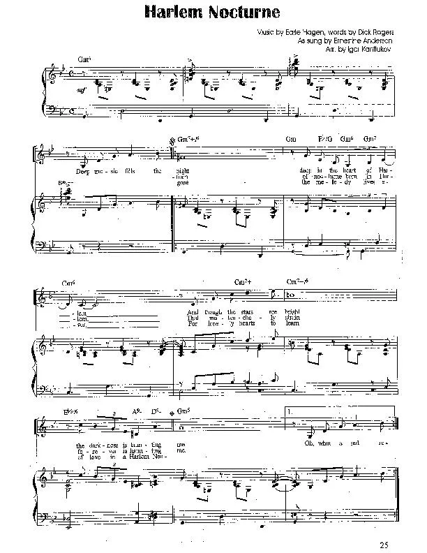 télécharger la partition d'accordéon Harlem Nocturne (Chant : Ernestine Anderson) (Arrangement : Igor Kantiukov) (Slow Rock) au format PDF