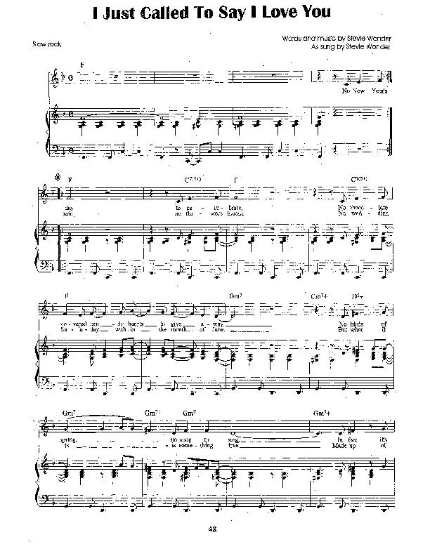 télécharger la partition d'accordéon I just called to say I love you (Chant : Stevie Wonder) (Slow Rock) au format PDF