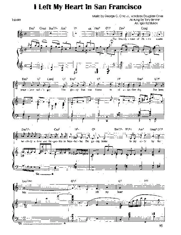 télécharger la partition d'accordéon I left my heart in San Francisco (Chant : Tony Bennett) (Arrangement : Igor Kantiukov) (Rumba) au format PDF